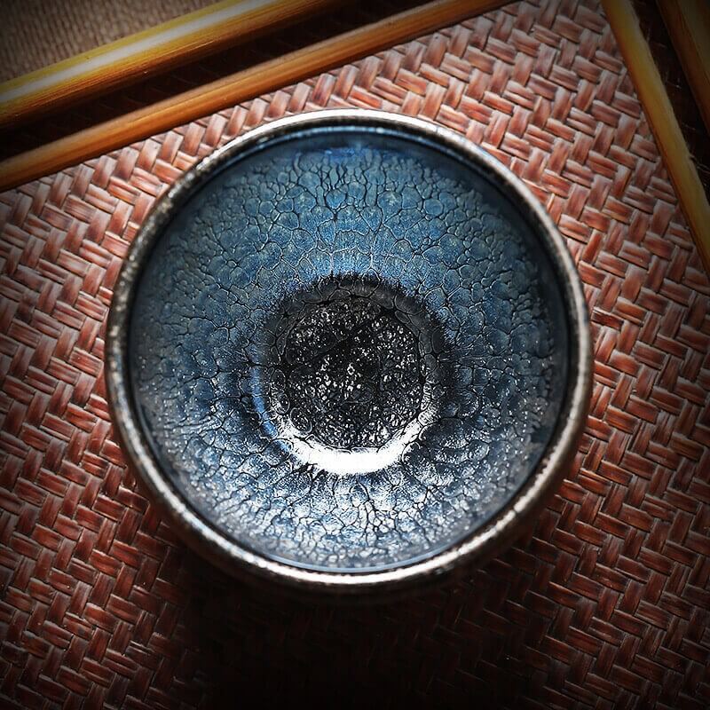 How can I identify genuine tenmoku chawan glaze patterns?