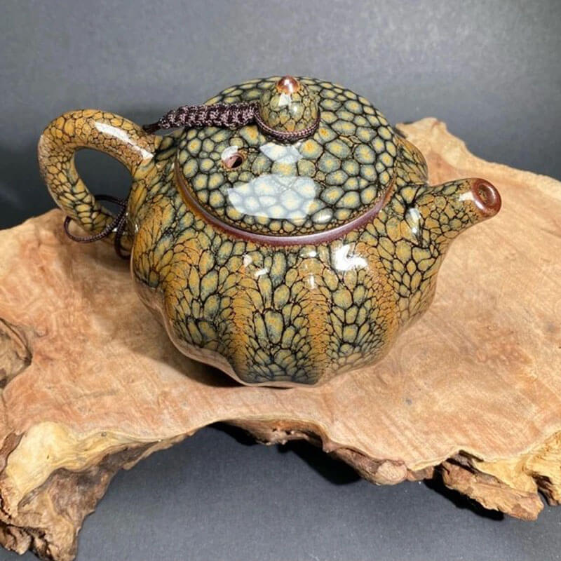 Brown Partridge Jian Zhan Tenmoku Lantern Teapot