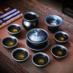 Flowery Tenmoku Jian Zhan Tea Set