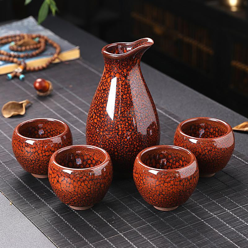 orange glazed sake set