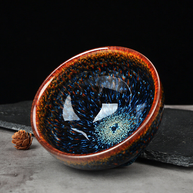 Blue Peacock Jianzhan Tenmoku Tea Bowl