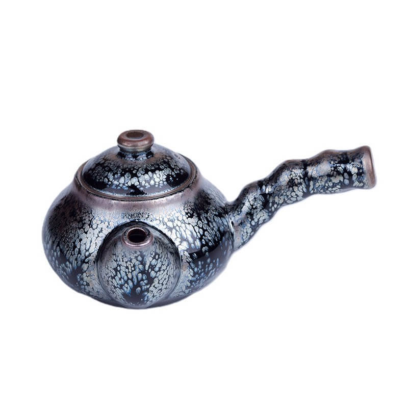 Handmde Oil Spot Tenmoku Jian Zhan Kyusu Teapot