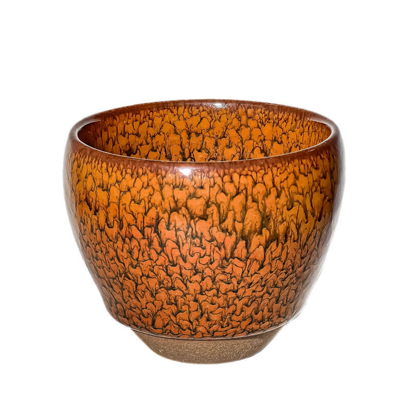 Partridge Jianzhan Tenmoku Oval Tea Cup Red