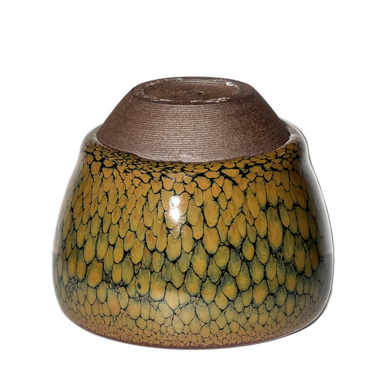 Partridge Jianzhan Tenmoku Oval Tea Cup Green