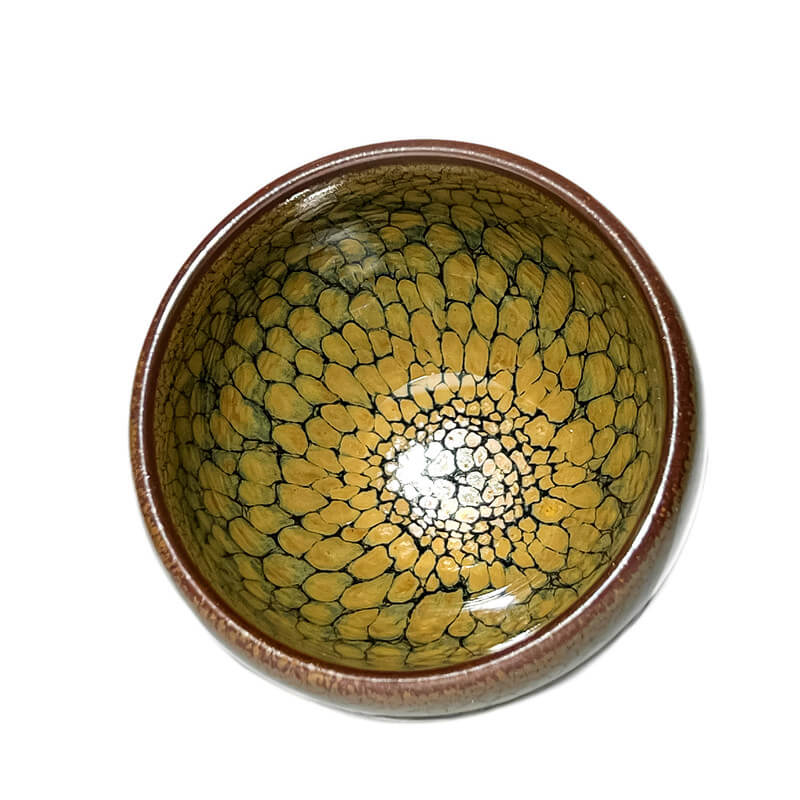 Partridge Jianzhan Tenmoku Oval Tea Cup Green