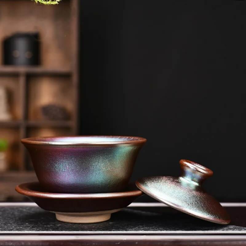 Colourful Jian Zhan Tenmoku Iridescent Tea Gaiwan