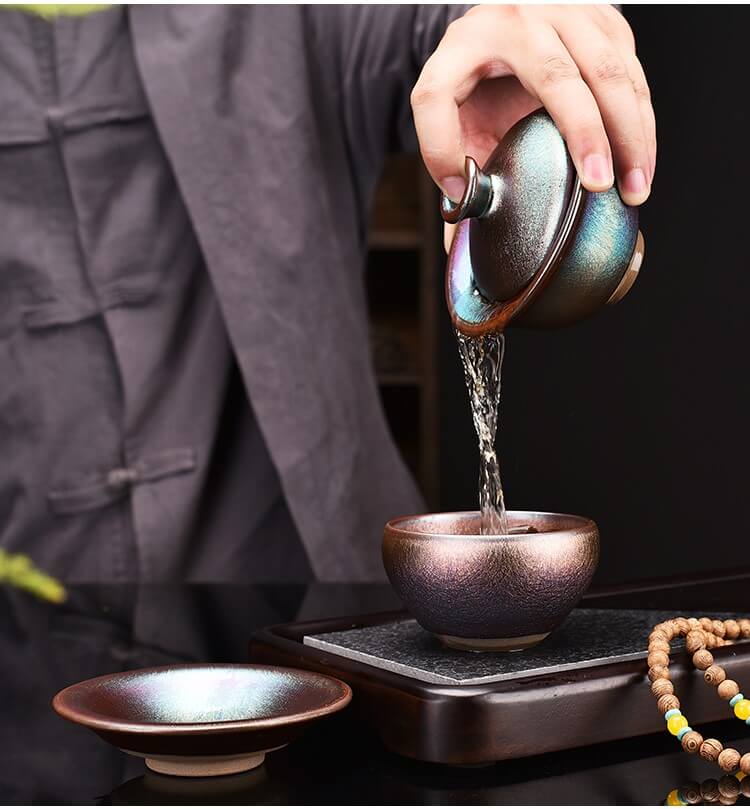 Colourful Jian Zhan Tenmoku Iridescent Tea Gaiwan