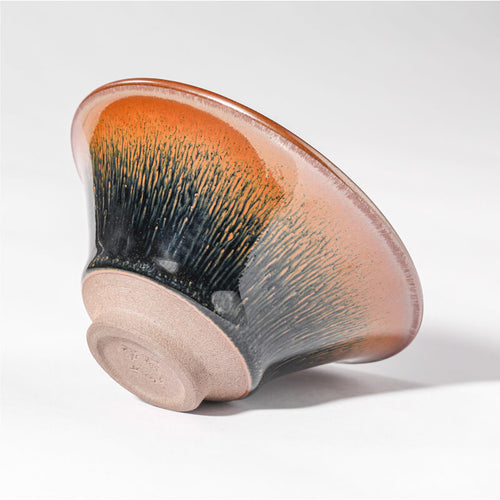 Black Galze Hare's Fur Tenmoku Jianzhan Ceramic Tea Bowl