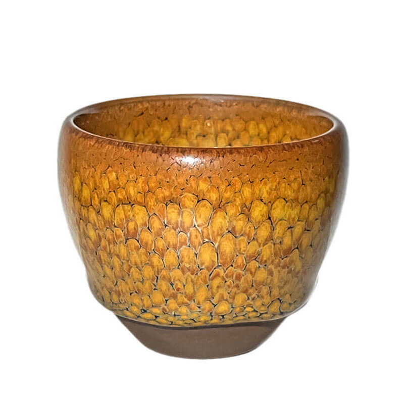 Partridge Jianzhan Tenmoku Oval Tea Cup Yellow